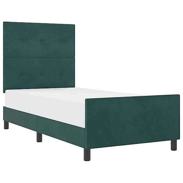 vidaXL Boxspringbett mit Kopfteil Dunkelgrün 90 x 190 cm Samt 3344912 günstig online kaufen