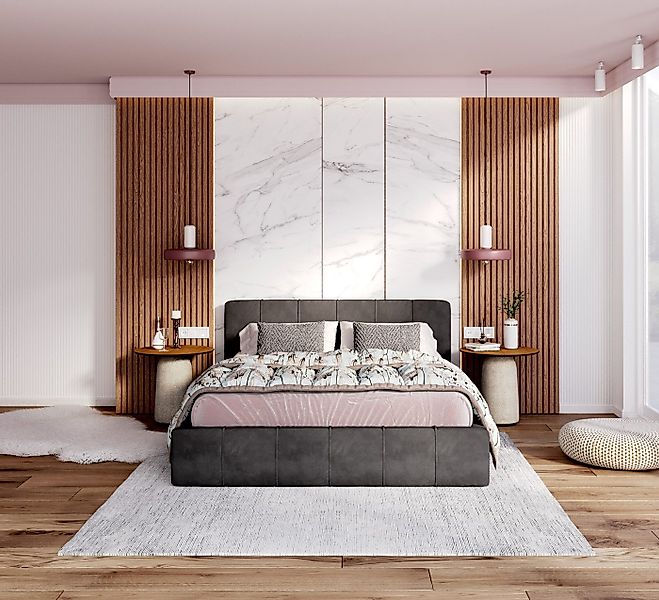 thematys Polsterbett Bett aus Velours Stauraumbett - TOPSELLER - MADE IN EU günstig online kaufen