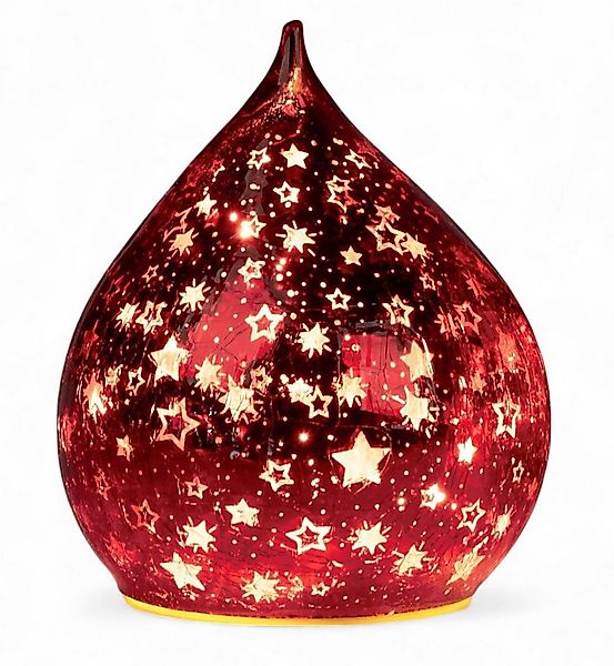 formano LED Dekolicht LED Deko Farbglas Tropfen Sterne Rot 16 cm Glasleucht günstig online kaufen