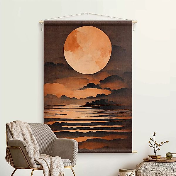Wandteppich Oranger Mond günstig online kaufen