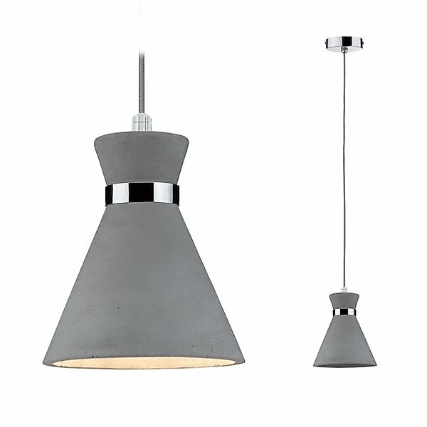 Paulmann Pendelleuchte »Verve IP44 max. 20W Grau/Chrom 230V Beton/Metall«, günstig online kaufen