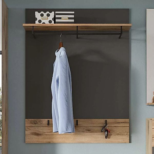 Wandgarderobe in Wildeichefarben und Grau 117 cm hoch - 90 cm breit günstig online kaufen