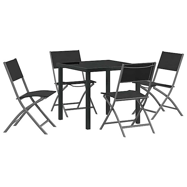 vidaXL Garten Essgruppe Falten 5-Tlg Schwarz Textilene und Stahl 3379374 günstig online kaufen