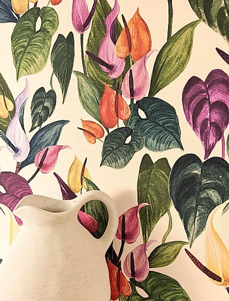 Newroom Vliestapete, Blumentapete Grün Bunt Wallpaper günstig online kaufen