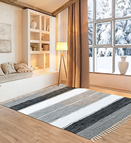 my home Teppich »Alizee«, rechteckig, 5 mm Höhe, Wendeteppich, reine Baumwo günstig online kaufen