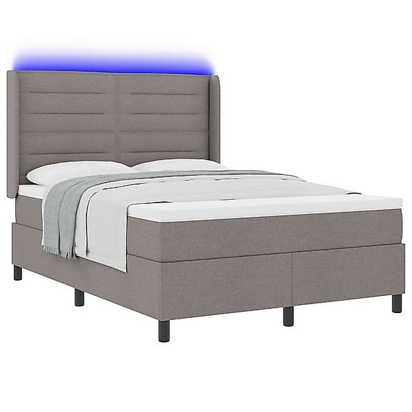 vidaXL Bett Boxspringbett mit Matratze & LED Taupe 140x200 cm Stoff (1-tlg) günstig online kaufen