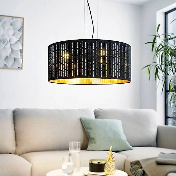 Hängeleuchte Varillas in Schwarz/Gold, 53 cm günstig online kaufen