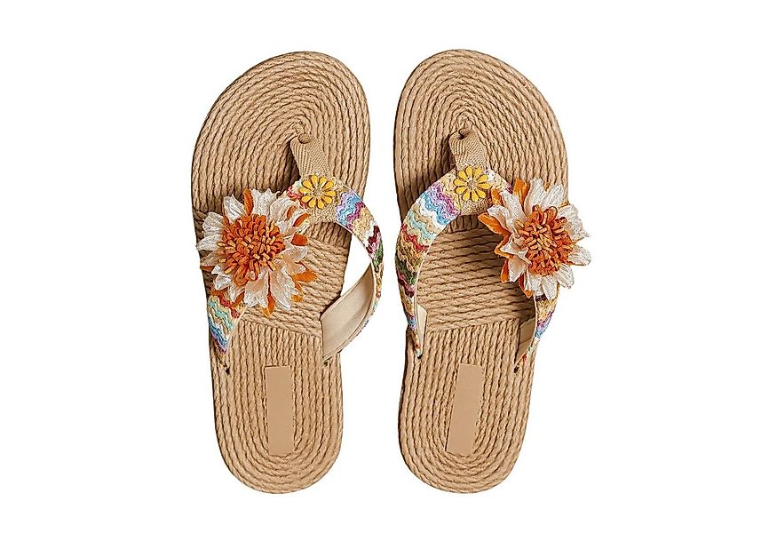 NEXORA Sommer Sandalen Damen mit Blumen – Bequeme Strandschuhe, FlipFlops B günstig online kaufen