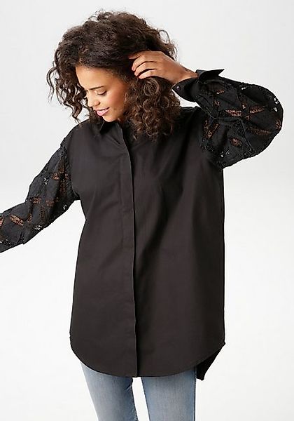 Aniston CASUAL Hemdbluse, mit Häkelspitze und Stickereien verzierte Ärmel günstig online kaufen