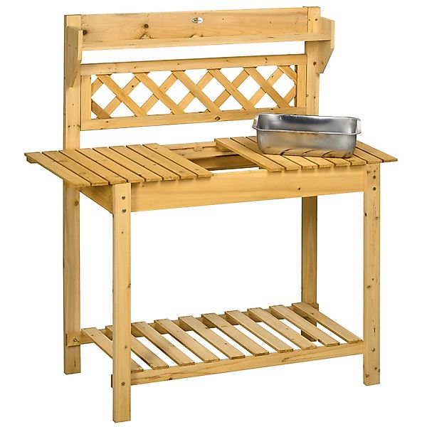 Outsunny Pflanztisch Tannenholz Braun 92L x 45B x 120H cm günstig online kaufen