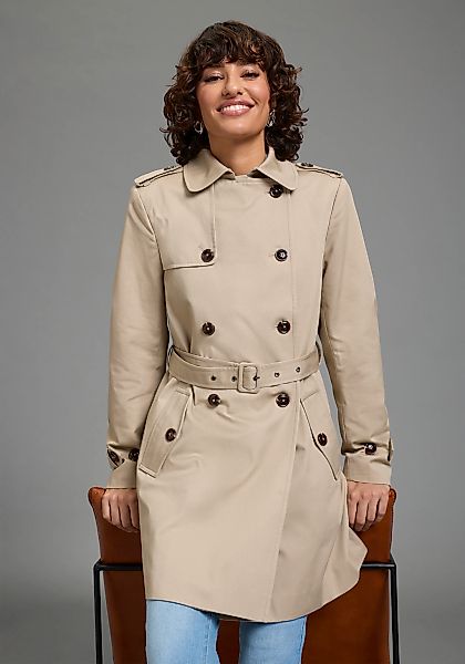 Laura Scott Trenchcoat aus Baumwolle und Polyester, unifarben mit Piping-Ap günstig online kaufen