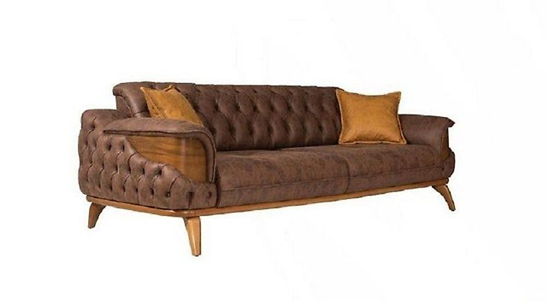 JVmoebel Sofa Chesterfield Luxus Dreisitzer Couch Braun Sofas Leder Polster günstig online kaufen