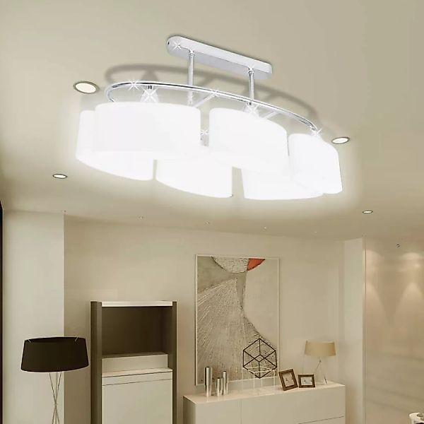 Deckenlampe Mit Ellipsenförmigen Glasschirmen 4 Stk. E14 günstig online kaufen