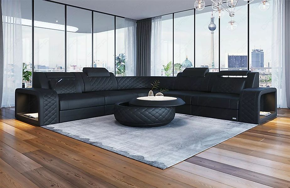 Sofa Dreams Ecksofa Leder Couch Sofa Foggia L Form Ledersofa, mit LED, vers günstig online kaufen