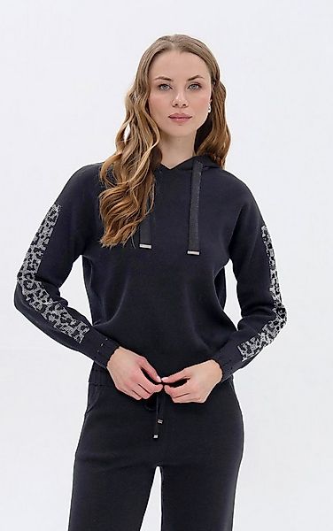 Passioni Kapuzenpullover mit Leo-Strass günstig online kaufen