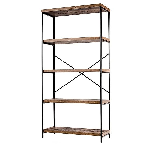 Costway Bücherregal mit 5 Ebenen & Metallrahmen 79 x 35 x 160cm Braun günstig online kaufen