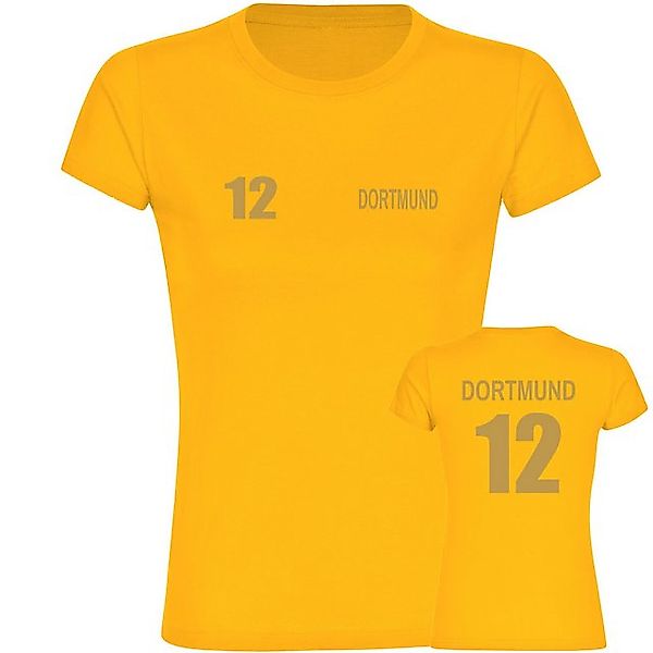 multifanshop T-Shirt Damen Dortmund - Trikot Nummer 12 gold - Frauen günstig online kaufen