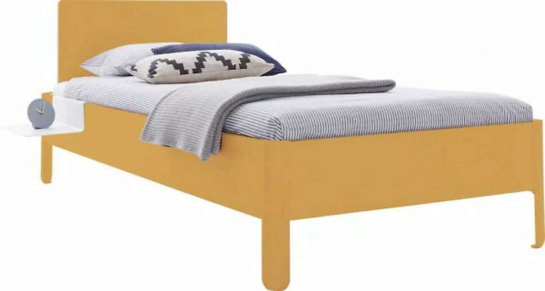 NAIT Einzelbett farbig lackiert 90 x 200cm Mit Kopfteil Bambustiefgelb günstig online kaufen
