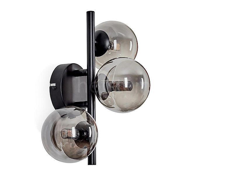 hofstein Wandleuchte Wandlampe aus Metall/Riffelglas in Schwarz/Rauchfarben günstig online kaufen