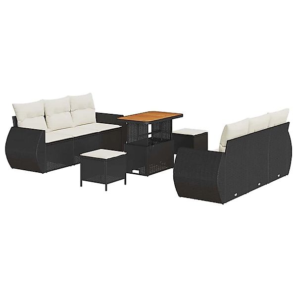 vidaXL Garten-Sofa-Set 9-Tlg Schwarz Poly Rattan 3361830 günstig online kaufen