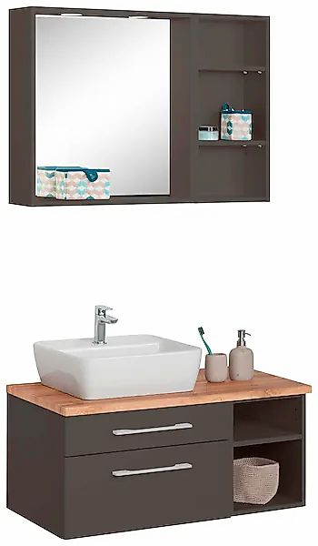 welltime Badmöbel-Set »Davos«, (3 St.), Waschplatz mit Regal und Spiegel günstig online kaufen