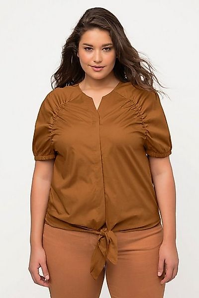 Ulla Popken Spitzenbluse Bluse Saumband Tunika-Ausschnitt Halbarm günstig online kaufen