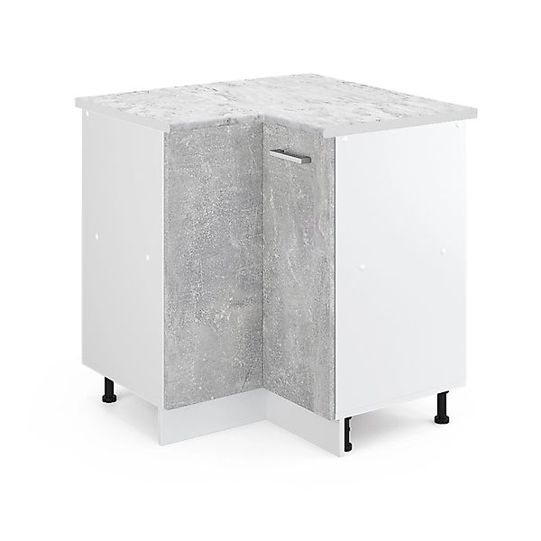 Vicco Eckunterschrank R-Line Küchen Eckschrank Beton/Weiß 76 cm AP Marmor günstig online kaufen