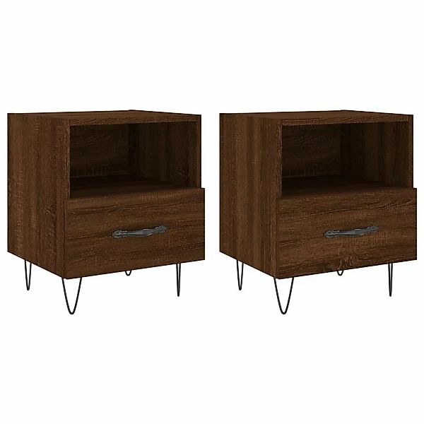 vidaXL Nachttische 2Stk Braun Eichen-Optik 40x35x47,5cm Holzwerkstoff Model günstig online kaufen