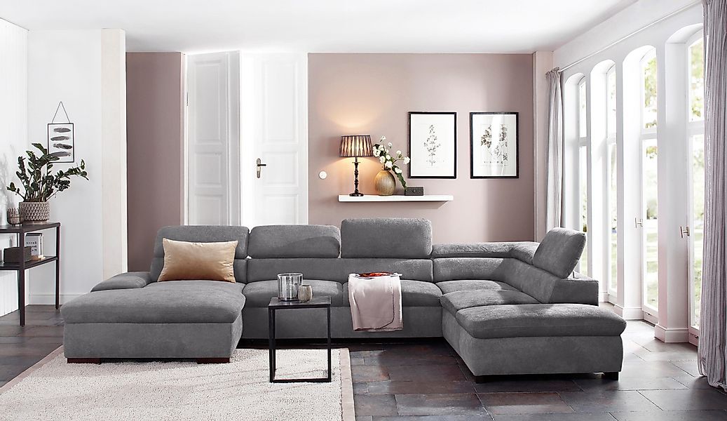 Home affaire Wohnlandschaft Alberto U-Form, mit günstig online kaufen
