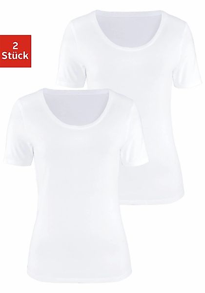 Vivance T-Shirt "aus elastischer Baumwoll-Qualität", (2er-Pack) günstig online kaufen