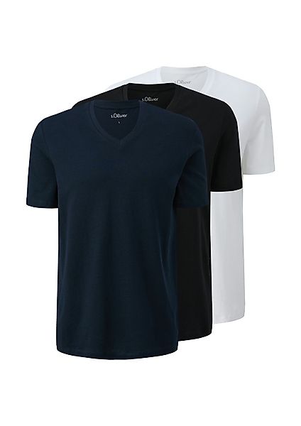 s.Oliver T-Shirt Regular fit (3-tlg) V-Ausschnitt, günstig online kaufen