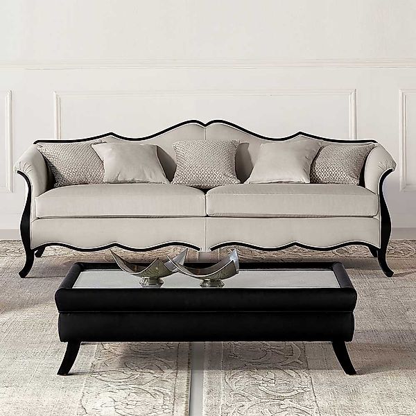 Luxus Dreisitzer Couch in Beige und Schwarz klassischen Stil günstig online kaufen