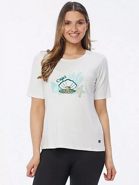Georg Stiels T-Shirt mit Korallenmotiv und Steinverzierung günstig online kaufen