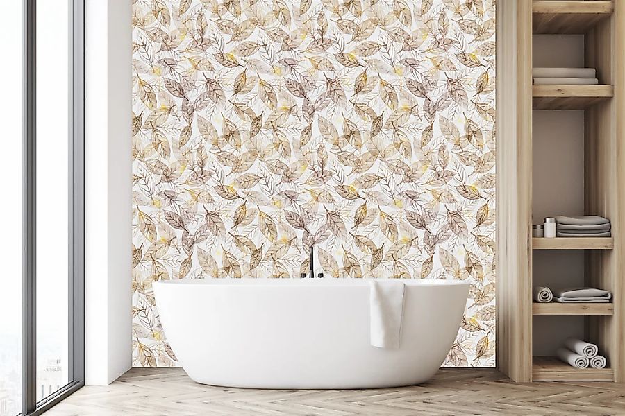 queence Vinyltapete »Blätter braun«, natürlich, 90x250cm, selbstklebend, ki günstig online kaufen