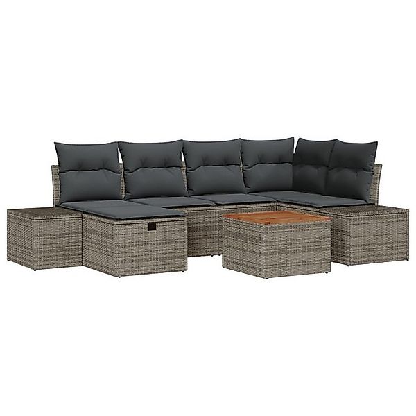 vidaXL Loungesofa Garten-Sofa-Set 7-teilig Grau Poly-Rattan Outdoor-Sofa, 7 günstig online kaufen
