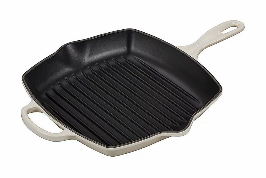 Le Creuset Grillpfanne Quadratisch Signature Gusseisen Meringue 26cm günstig online kaufen