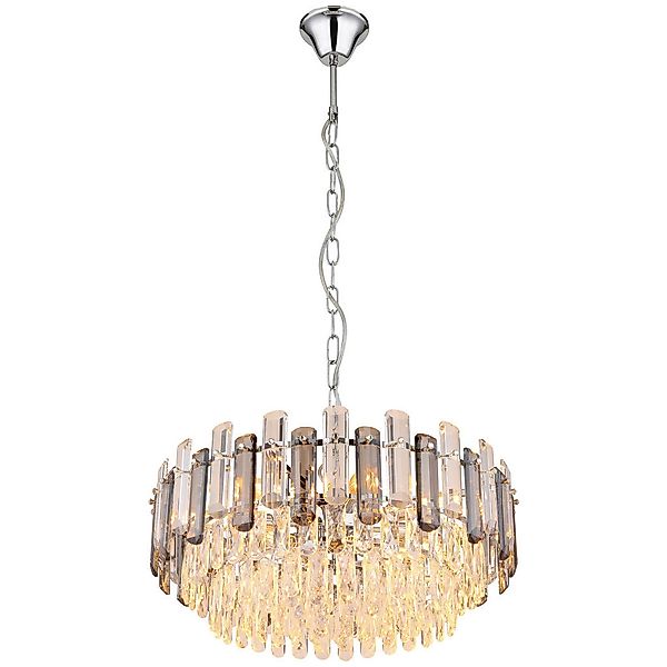 GLOBO Lüsterkrone klar Chrom Acryl Metall H/D: ca. 132x59 cm E14 12 Brennst günstig online kaufen