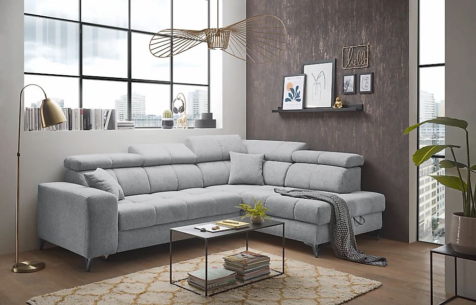 ED EXCITING DESIGN Ecksofa "Sydney L-Form", mit Bettfunktion, Bettkasten, K günstig online kaufen