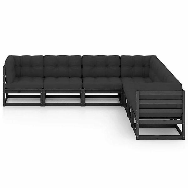 7-tlg. Garten-lounge-set Mit Kissen Schwarz Massivholz Kiefer günstig online kaufen