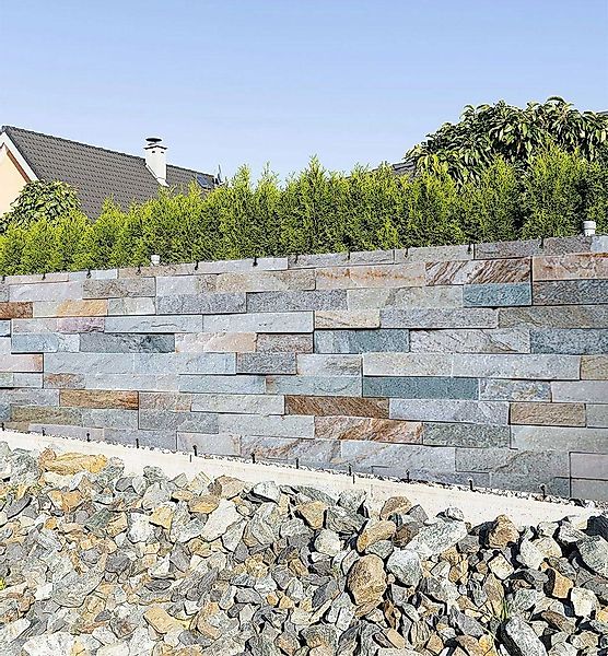 MyMaxxi Sichtschutzzaunmatten Zaunbanner Blaue Steinmauer Sichtschutz günstig online kaufen
