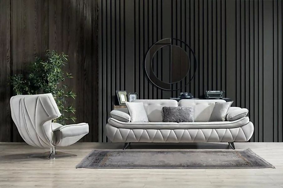 JVmoebel Sofa Wohnzimmer-Set 3-Sitzer Sofa mit Sessel Modern Design Stoffso günstig online kaufen