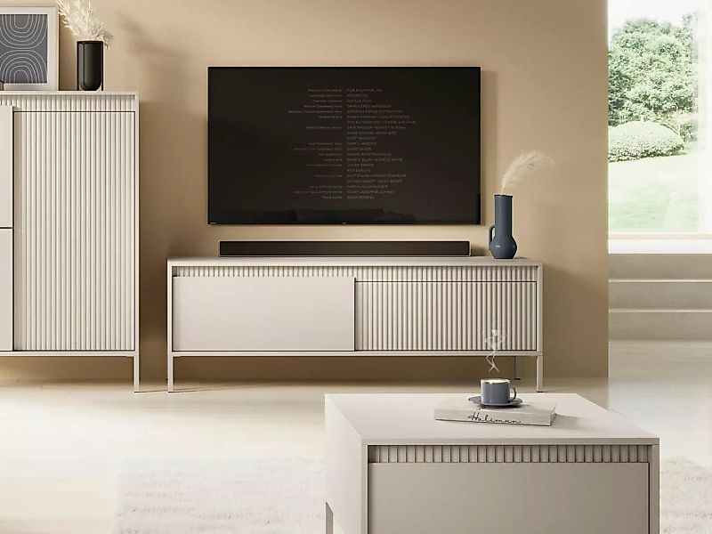 Compleo TV-Schrank mit zwei Klappen, Fronten gefräst, TV-Tisch, Modern Wohn günstig online kaufen