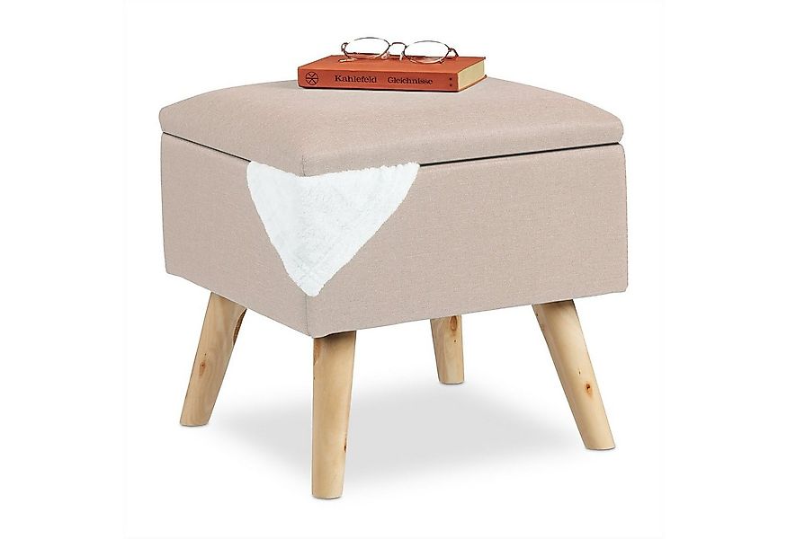 relaxdays Stauraumhocker Hocker mit Stauraum, Beige günstig online kaufen