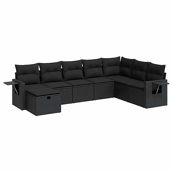 vidaXL 8-Tlg Garten-Sofagarnitur mit Kissen Schwarz Poly Rattan 3325531 günstig online kaufen