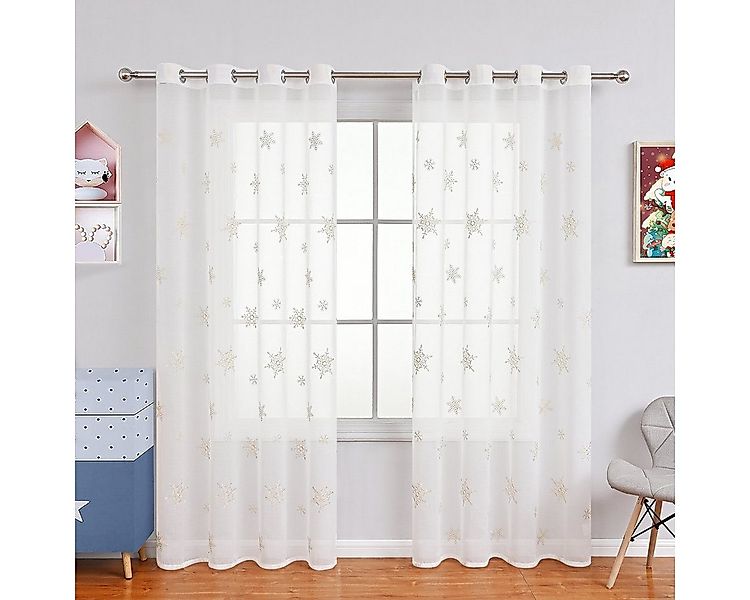 BYSURE Gardine (2 St), Ösen, transparent, Vorhang Weihnachten Schneeflocke günstig online kaufen