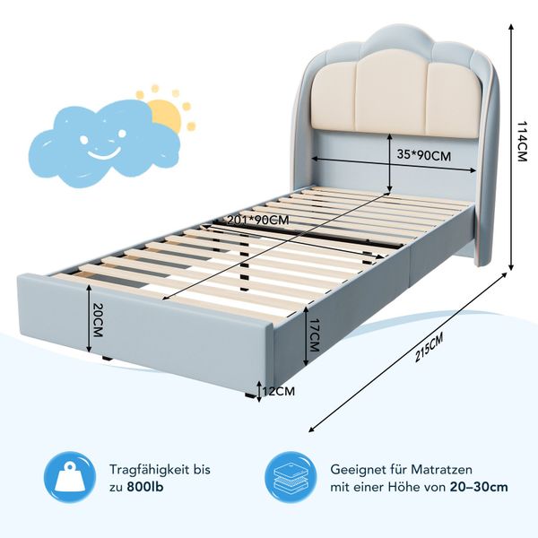 HOMAVO Kinderbett Polsterbett, Einzelbett mit LED-Beleuchtung günstig online kaufen