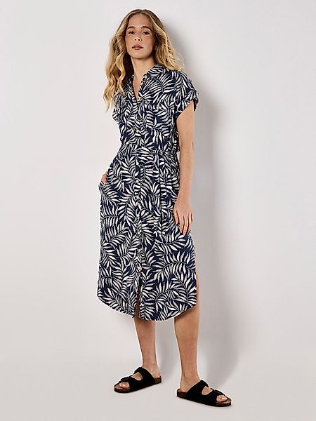 Apricot Druckkleid Fließendes Midikleid, (2-tlg., Stoffgürtel) günstig online kaufen