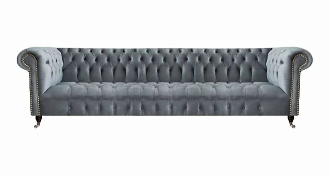 JVmoebel Chesterfield-Sofa Chesterfield Luxus Viersitzer Grau Sofa Couch Wo günstig online kaufen