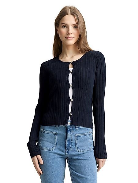 TOM TAILOR Denim Strickjacke mit gewelltem Abschluss günstig online kaufen