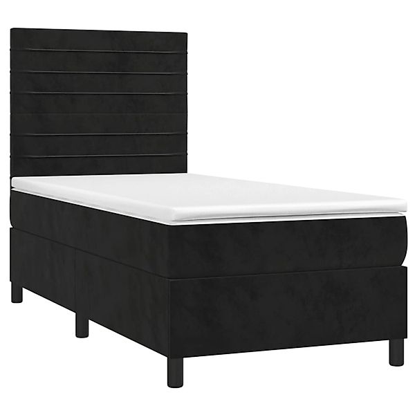 vidaXL Boxspringbett mit Matratze & LED Schwarz 90x200 cm Samt 3136163 günstig online kaufen